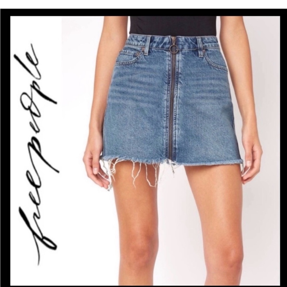 Free People Zip it up denim Mini Skirt
